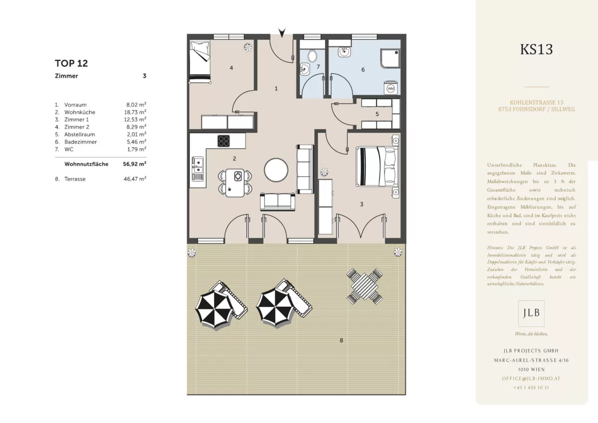 JLB Grundriss – Verkaufsplan Top 12 - Kohlenstraße 13