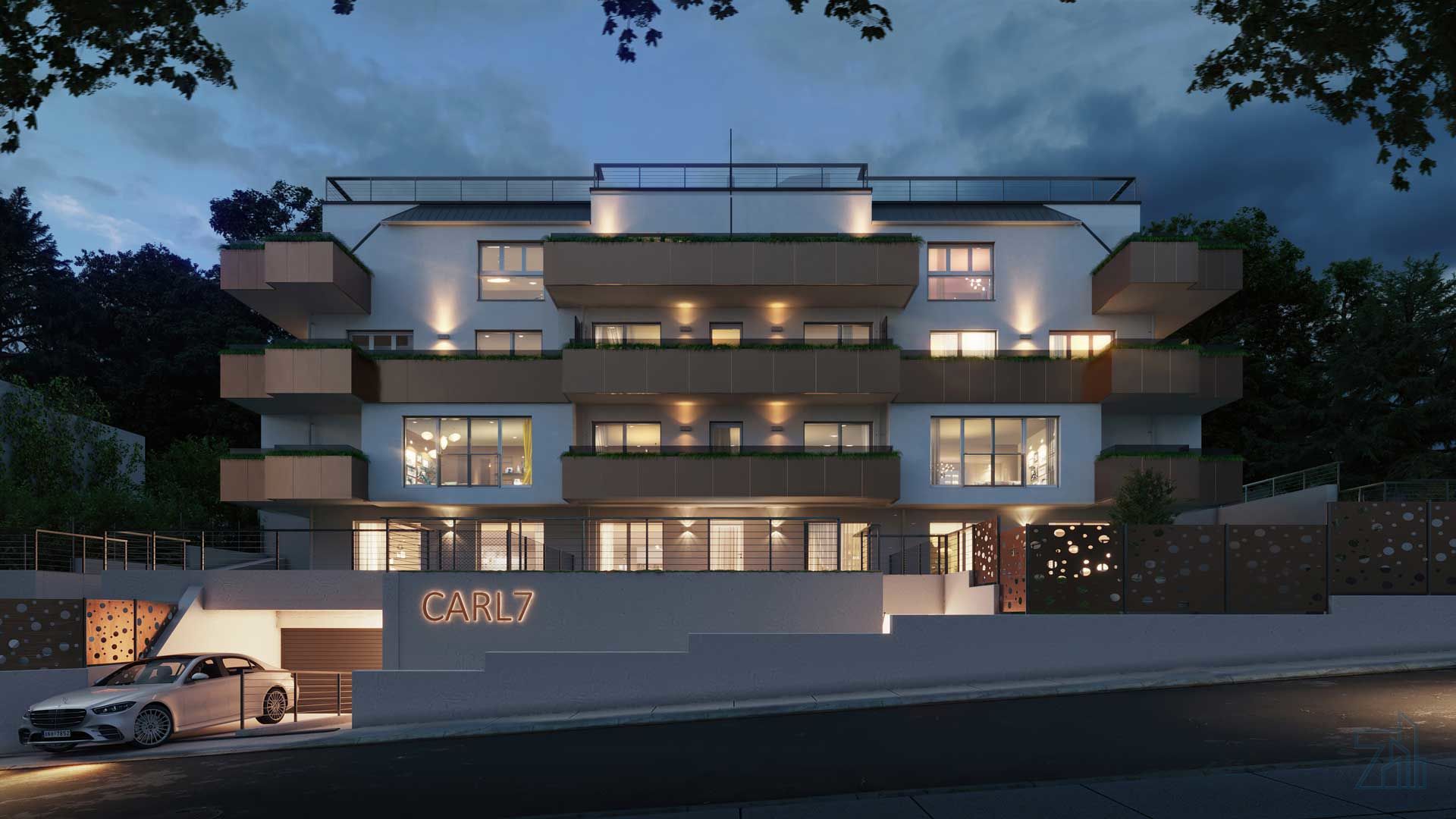 Wohnung 55862c – Außenansicht bei Nacht in Wien