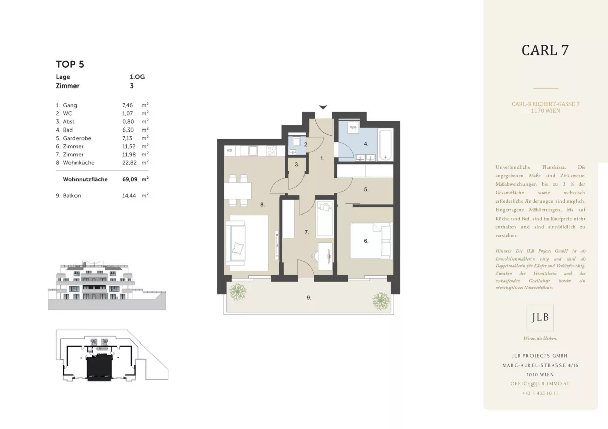 JLB Grundriss – Wohnungsplan Top 05 - CARL 7 - 1170 Wien