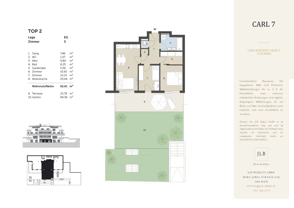 JLB Grundriss – Wohnungsplan Top 02 - CARL 7 - 1170 Wien