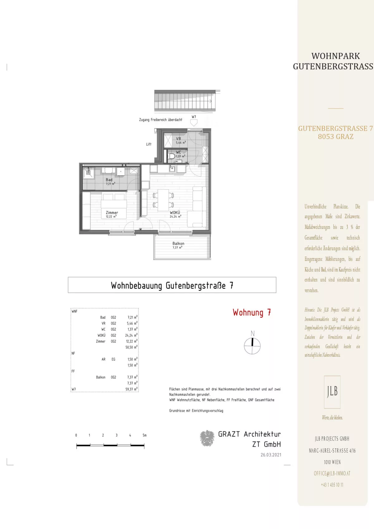 JLB Grundriss – Verkaufsplan Gutenbergstraße Top 7